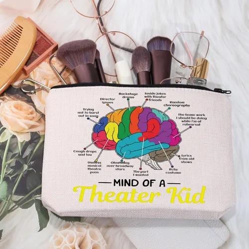 Vista 2 de MEIKIUP Mind Of A Theater Regalos musicales Teatro Musical Bolsa de maquillaje Nerd Regalo de teatro para actrices actores, Bolsa de teatro