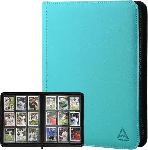 Vista 14 de Arkeiliy Carpeta de tarjetas con 9 bolsillos, bolsillos de doble cara con 30 fundas, soporte para tarjetas coleccionables con cremallera de alta