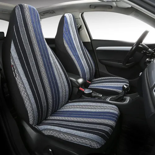 Vista 21 de Baja Saddle Blanket - Fundas de asiento de automóvil, 4 piezas delanteras, transpirables y lavables, tejido a rayas, funda de asiento universal