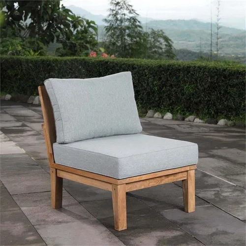 Vista 2 de Modway EEI-1150-NAT-GRY-SET Marina Premium Grade A Madera de Teca Patio al aire libre, Silla sin brazos, gris natural