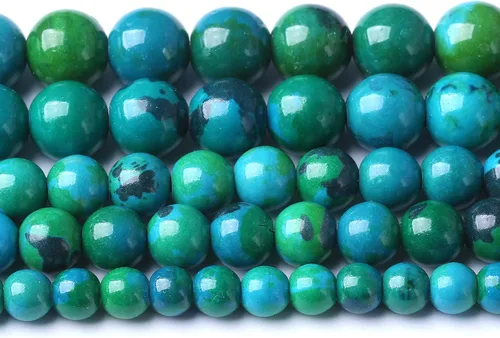 Vista 56 de 36 piezas de cuentas sueltas de espacio de jade de epidoto verde y rojo natural de 10 mm, cuentas redondas para hacer joyas DIY, collares, pulseras