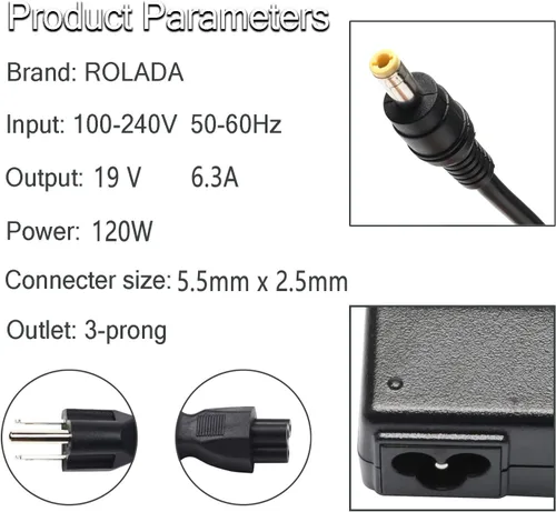 Vista 5 de Cargador para portátil de 120 W compatible con MSI CX62 GE60 GE60K GE62 GE70 GE70K GE72 GP60 GP70 GP72 GS60 GS70; MS-16GA Stealth MS-1756 MS-1757