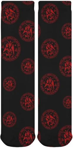 Vista 6 de Calcetines gruesos con estampado de baphomet del zodiaco sobre la pantorrilla para hombres y mujeres