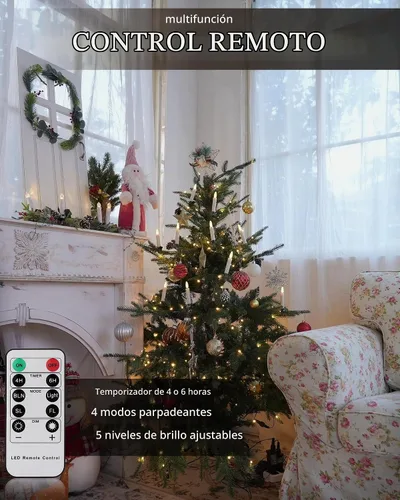 Vista 2 de FPOO 20 velas de árbol de Navidad, luces parpadeantes, con clip, funciona con pilas, velas cónicas con temporizador, mini velas sin llama para Blanco