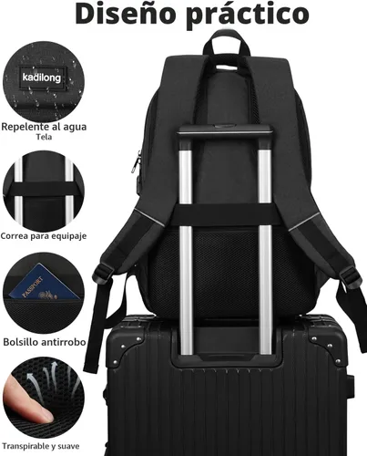 Vista 3 de kadilong Mochilas escolares para adolescentes y niños, mochila para laptop para hombre, bolsa de computadora universitaria con puerto de carga USB