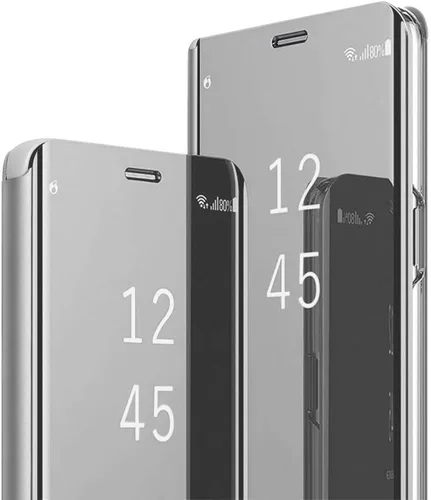 Vista 9 de Funda compatible con Samsung Galaxy Note 20 Ultra, funda de piel transparente con espejo S-View, a prueba de golpes, con función atril
