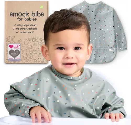 Vista 15 de Baberos impermeables para comer (niño o niña de 6 a 24 meses) – Babero de manga larga para bebé destete