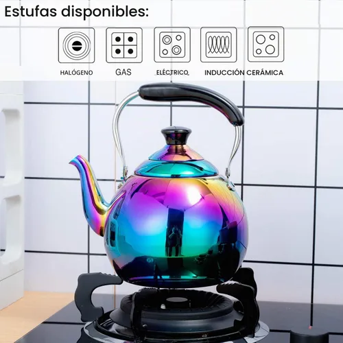 Vista 5 de Hervidor de té silbante para estufa de inducción de acero inoxidable, tetera de silbato, estufa de gas, parte superior de agua de ebullición rápida
