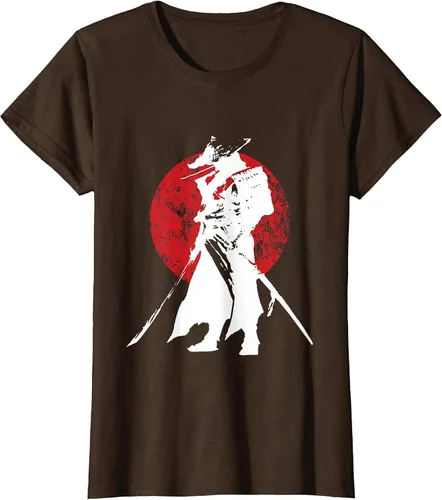 Vista 32 de Vintage Japanese Samurai Retro Bushido Warrior Japan Sword T-Shirt Asphalt Grey