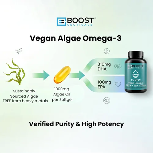 Vista 12 de Aceite de algas vegano Omega 3 DHA 410mg - Sin regusto a pescado, suministro para 60 días