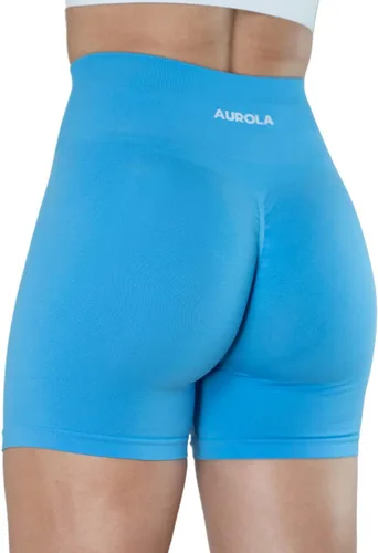 Vista 6 de AUROLA Intensify Pantalones Cortos de Entrenamiento para Mujeres Sin Costuras Fruncidos Cortos Gimnasio Yoga Correr Deporte Ejercicio Activo Fitness