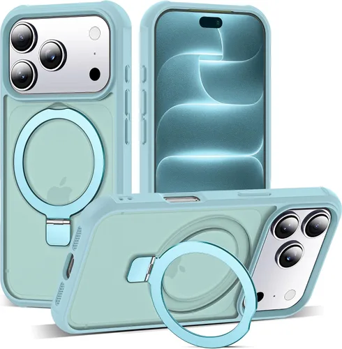 Vista 135 de SKYLMW - Funda compatible con iPhone 11 de 6.1 pulgadas, con soporte magnético invisible tipo anillo, funda translúcida de grado militar, compatible