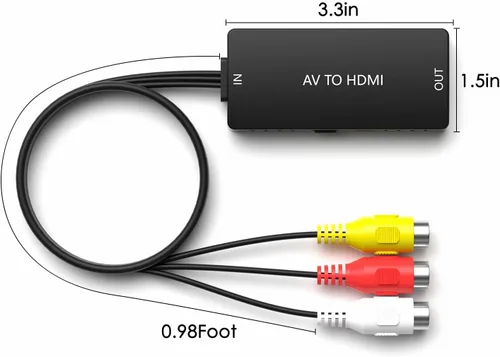 Vista 5 de Dingsun Convertidor RCA a HDMI, adaptador AV a HDMI, convertidor de audio compuesto/CVBS/video compatible 1080P/720P para HD