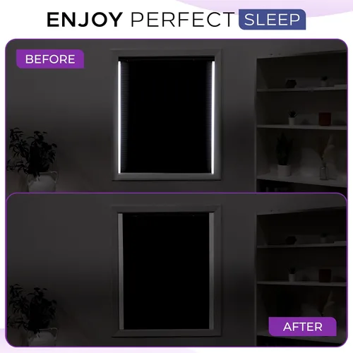 Vista 3 de Bloqueador de luz para ventana - Blanco 60" Juego de 2 (Removible) - Rieles laterales de oscurecimiento para persianas celulares y enrollables