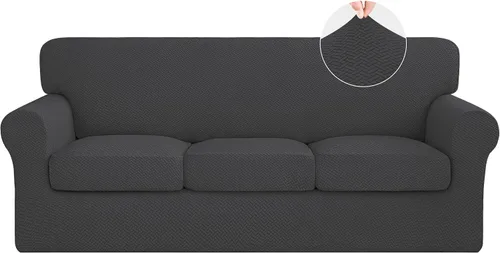 Vista 27 de ISSUNTEX 2 Piezas Fundas para Silla y Sofá de Alta Elasticidad Gruesas, Funda Suave para Sofá de 1 Cojín Separado, Tela Jacquard Funda Elástica