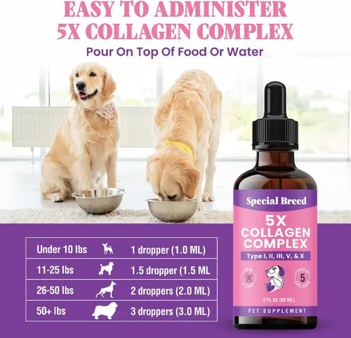 Vista 4 de Colágeno Premium para Perros - Soporte Líquido para Articulaciones, Piel, Pelaje, Hueso, Sistema Inmunológico y CADERAS - Suplemento de Colágeno