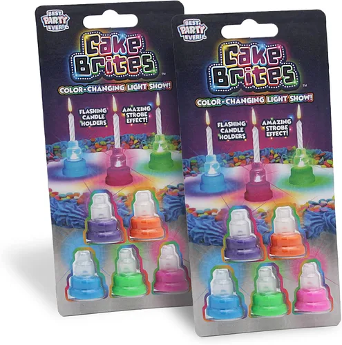 Vista 6 de BEST PARTY EVER! Cake Brites - Portavelas intermitentes, luces de pastel de cumpleaños que cambian de color para velas, convierte cualquier pastel
