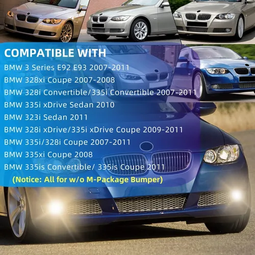 Vista 2 de Faros antiniebla para BMW E92 E93 (323i Sedán, 328i 335i 335is Convertible, 328i 328xi 335i 335xi 335is Coupe, 335i xDrive Sedán), todo sin