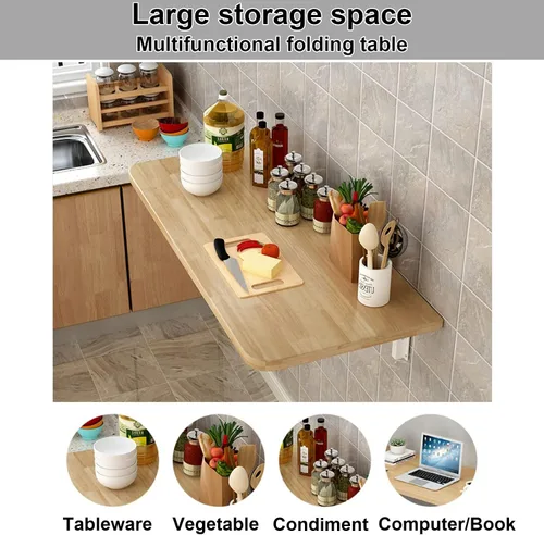 Vista 4 de Mesa plegable para lavandería, mesa plegable de hojas colgantes para montaje en pared, escritorio para computadora, soporte plegable resistente