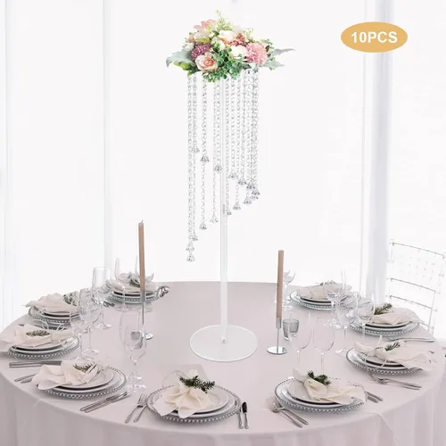 Vista 6 de 10 jarrones de flores, centros de mesa de boda, soportes de acrílico para decoración de mesa de centro de mesa de cristal, soporte de flores de 31.5
