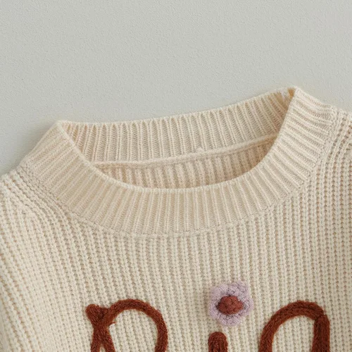 Vista 4 de Atuendo a juego para hermana mayor, hermana pequeña, suéter de punto grueso, sudadera cálida de punto para otoño