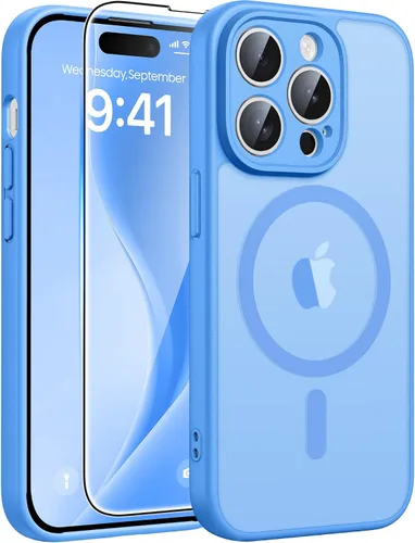 Vista 361 de FNTCASE - Funda para iPhone 16 Pro: magnética, mate, translúcida, de grado militar, protectora contra caídas, resistente, fina, duradera y a prueba