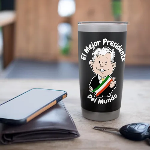 Vista 7 de AMLO El Mejor Presidente del Mundo Amlito - Vaso aislado de acero inoxidable mexicano