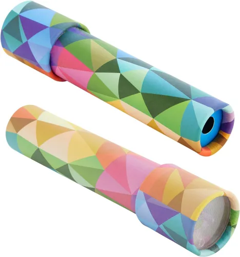 Vista 8 de Blue Panda Prisma arcoíris para niños, caleidoscopio, paquete de 3, 8 x 1.3 pulgadas, visor de prisma de plástico con patrones retro y paquete