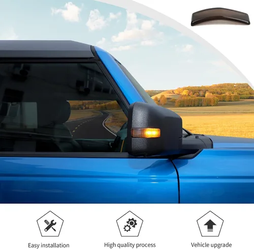 Vista 6 de JWWY Cubierta de luz de señal de giro para espejo retrovisor, intermitente, luz de señal para espejo retrovisor, ajuste para Ford Bronco 2021-2024