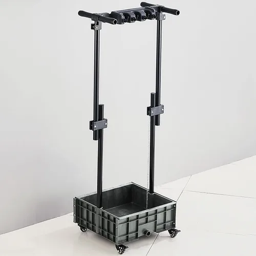 Vista 44 de Soporte deslizante para trapeador y escoba de 18.1 in con 16 ganchos, organizador que ahorra espacio para garaje y lavandería, solución esencial