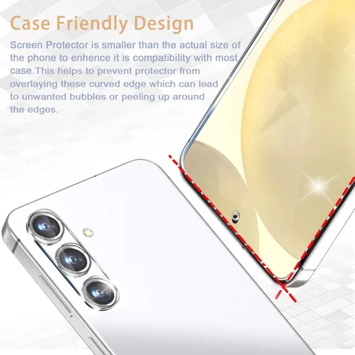 Vista 7 de Paquete de 3 protectores de pantalla de vidrio para Galaxy S25, paquete de 3 protectores de lente de cámara con bandeja de fácil instalación