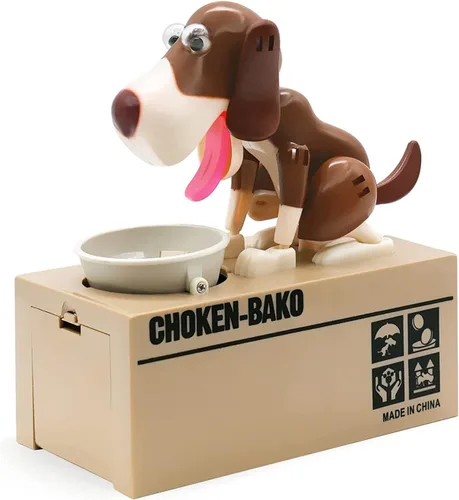 Vista 9 de Alcancía para cachorros, alcancía My Dog, bonita caja de dinero robótica de juguete para masticar monedas, ahorro de dinero, regalo (negro)