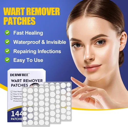 Vista 2 de Parches de tratamiento de verrugas con 1% de ácido salicílico, calcomanías hidrocoloides finas e impermeables para manos y pies, fundas protectoras
