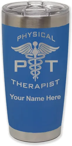 Vista 28 de LaserGram PT Physical Therapeut, vaso aislado al vacío de 20 onzas, grabado personalizado incluido (negro)