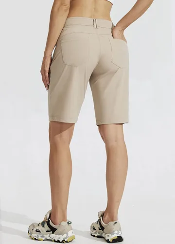Vista 2 de Willit Pantalones cortos largos de senderismo para mujer de 10 pulgadas, de secado rápido, atléticos, de verano, con bolsillos