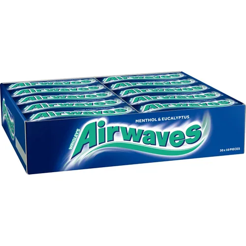 Vista 2 de Chicle sin azúcar Airwaves mentol y eucalipto, 10 tabletas, paquetes de 30