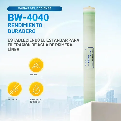 Vista 3 de Max Water Membrana RO de agua salobre de 4 x 40 pulgadas BW-4040 / TW30-4040 2400 GPD perfecta para lavado de autos, toda la casa y aplicaciones
