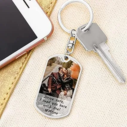 Vista 4 de Llavero personalizado para parejas llavero seguro para el conductor regalo para novio novia día de San Valentín Acción de Gracias Navidad