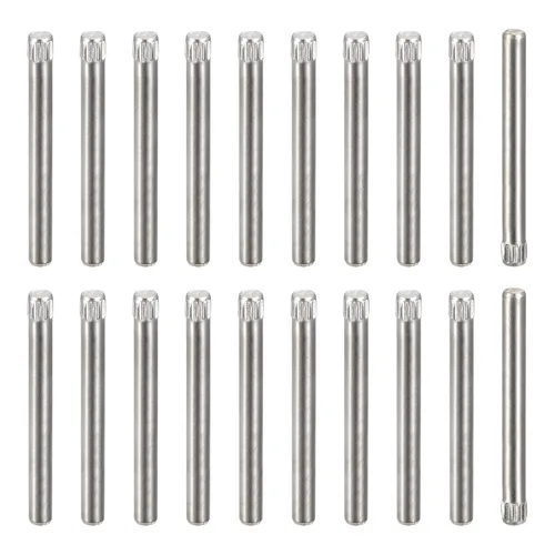 Vista 30 de uxcell Pasadores de acero inoxidable 304 de 0.05 x 0.236 pulgadas, 20 pines de cabeza moleteada con extremo biselado plano, clavijas de madera
