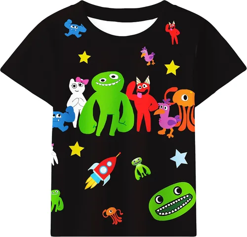 Vista 2 de NOALED Garten of Banban - Conjunto de camisas de manga corta para niños, conjunto de ropa de 2 piezas, camiseta y pantalón corto de 3 a 12 años