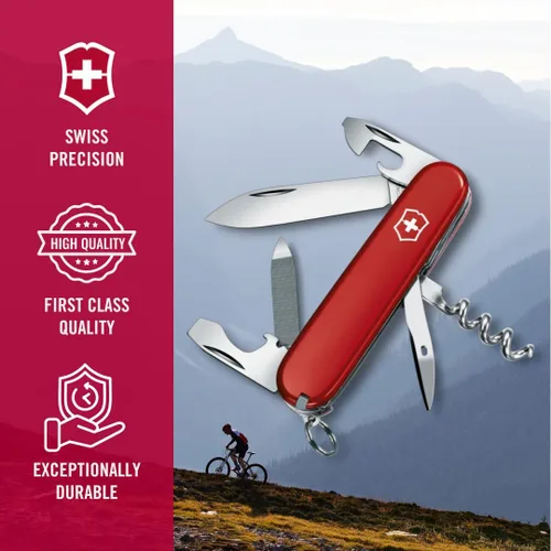 Vista 6 de Victorinox Sportsman Navaja Suiza de Bolsillo de 13 Funciones, Roja
