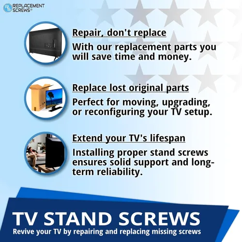 Vista 5 de ReplacementScrews Tornillos M4 de 0.551 in compatibles con muchos soportes de TV LG, juego de 4