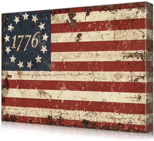 Vista 54 de DECORARTS - Arte de pared enmarcado con bandera de los Estados Unidos. Impresiones giclée en lienzo para decoración de pared. Total