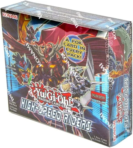 Vista 2 de YU-GI-OH! Yugioh High Speed Riders 1ª edición TCG English Booster Box! 24 paquetes de 9 tarjetas, 1 tarjeta holográfica de aluminio por paquete