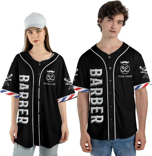 Vista 4 de Camiseta de béisbol de peluquería personalizada, peluquería béisbol Jersey Barber, herramientas de sombrero de peluquero para hombre de peluquero