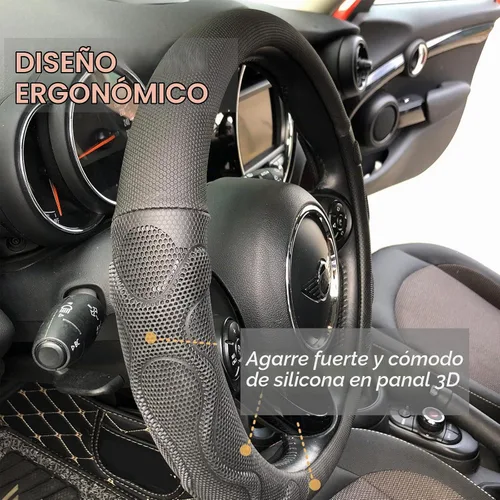 Vista 2 de PINCTROT - Funda de volante de agarre cómodo, diseño antideslizante, universal, 14.5-15 pulgadas (silicona negra)