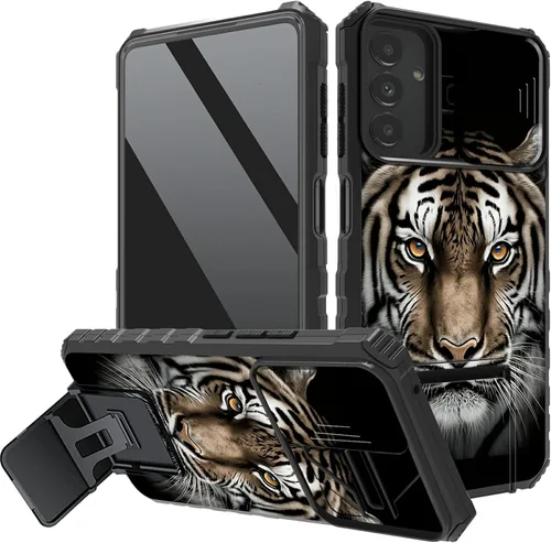 Vista 20 de Funda protectora para cámara Samsung Galaxy A14 5G, resistente y resistente con protección deslizante para lente deslizante, soporte integrado