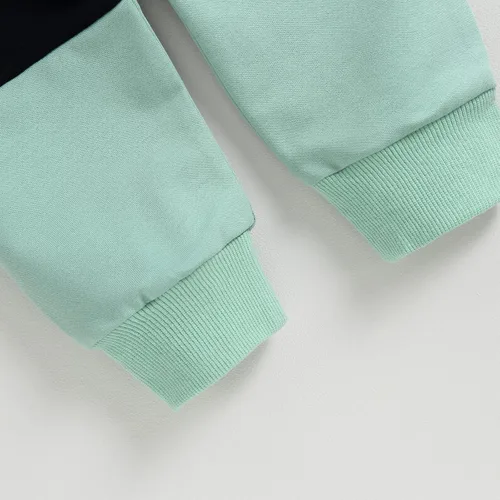 Vista 5 de Kupretty Conjunto de sudadera de manga larga con bloques de color y pantalones deportivos para bebé niño