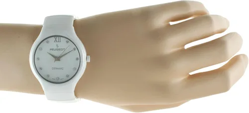 Vista 6 de Peugeot Swiss Reloj de cerámica para mujer con hebilla de acero inoxidable