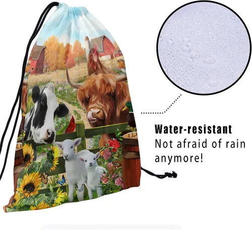 Vista 18 de Bolsa de agarre de gimnasia de piel de animal, bolsa de gimnasia con cordón ajustable, bolsa de cuerda para fauna silvestre, Mariposas Galaxy